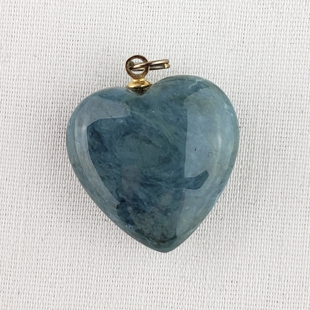 Blue stone pendant heart - $25